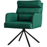 ML-Design Esszimmerstuhl drehbar Dunkelgrün, mit Armlehne & Rückenlehne, Auto-Position, Polsterstuhl mit Polyesterbezug, abnehmbares Rückenkissen, Küchenstuhl mit Metallbeine