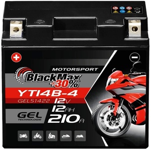 BlackMax YB14L-A2 GEL Motorradbatterie 12V 12Ah Batterie 51422 YT14B-4