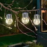 esotec Solar Hängeleuchten 3er-Set Crackle Balls warmweiß 102309