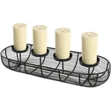 Metall Gitter Adventskranz schwarz - 50 cm - Advents Kerzenhalter mit Korb - Weihnachten Advent Winter Tisch Deko Gitterkorb Kerzenleuchter