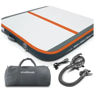 VENDOMNIA Gymnastikmatte AIRTRACK - Fitness Sport 1/2/3/4/5/6/7/8m Farbwahl (elektrische Luftpumpe aufblasbar PVC Dicke:10/20cm), Tumbling Tracking Gymnastik Yoga Air Track Matte orange 100x100x10cm