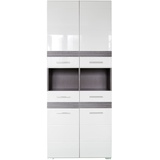 trendteam Bad Hochschrank SetOneRauchsilber Sardegna Rauchsilber Melamin/Weiß Hochglanz Tiefzieh 73 x 182 x 31 cm - Grau