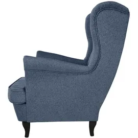 beautysofa Chesterfield-Sessel, Blaugrau, Textil, 1-Sitzer, 82x102x92 cm, Wohnzimmer, Sessel, Ohrensessel