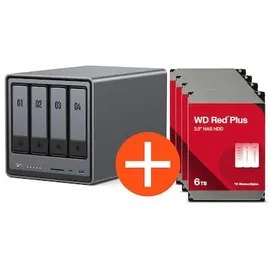 UGREEN NASync DXP4800 NAS System 4-Bay 24TB inkl. 4x WD WD60EFPX NAS HDD - 6 TB
