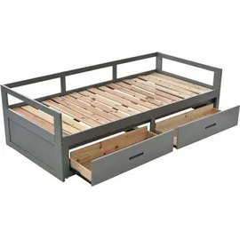 lanki international gmbh Odikalo Schlafsofa Polsterbett Ausziehbar 90/180*200cm Schubladen Lattenrosten grau - Grau