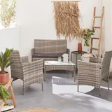 sweeek - Gartenset aus Polyrattan, 4 Plätze Moltès / Grautöne