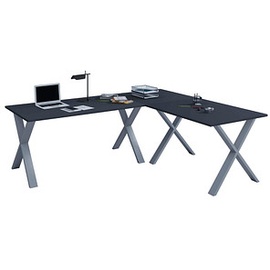 VCM my office Lona Schreibtisch anthrazit rechteckig, X-Fuß-Gestell silber 130,0 x 50,0 cm