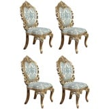 Casa Padrino Luxus Barock Esszimmer Stuhl 4er Set Türkis / Gold - Prunkvolle Barockstil Küchen Stühle - Luxus Esszimmer Möbel im Barockstil - Barock Esszimmer Möbel - Barockstil Möbel