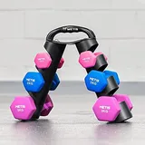 METIS Tragbarer Hantelständer - Kurzhantelständer mit 15kg max. Tragkraft | Bewahrt 3 Paar Neopren-Hanteln auf | Fitnessgeräte für Zuhause