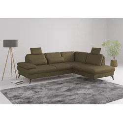 Ecksofa SIT & MORE "Morris L-Form, inkl. Sitztiefenverstellung", grün (olive), B:262cm H:82cm T:212cm, Sofas, wahlweise mit Armteilverstellung, Bettfunktion & Bettkasten