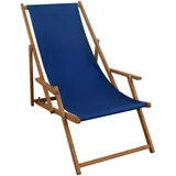 Erst-Holz Liegestuhl blau Sonnenliege Gartenliege Holz Deckchair Strandstuhl Massivholz Gartenmöbel 10-307