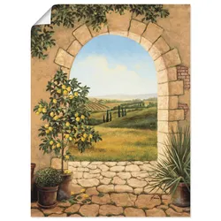 Wandbild ARTLAND "Zitronenbaum vorm Torbogen", beige (farbe bild(er): naturfarben), B:45cm H:60cm, Bilder, als Alubild, Outdoorbild, Leinwandbild, Poster, Wandaufkleber
