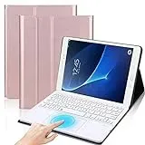 QYiiD Tastatur Hülle mit Touchpad für Galaxy Tab S3 9.7 SM-T820 / T825, Abnehmbare Kabellose QWERTZ Tastatur mit Schutzhülle/Trackpad für Galaxy Tab S3 Tablet (9.7 Zoll, SM-T820 T825 T827), RoséGold