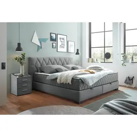 Stella Trading Mid.you Boxbett, Anthrazit, - H4, 9-Zonen, 180x200, cm, gepolstertes Kopfteil, Bettkasten, Federkernmatratze, Wendematratze mit unterschiedlichen Härtegraden, Schlafzimmer, Betten, Doppelbetten
