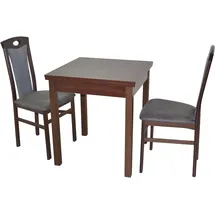 Hofmann Living And More Essgruppe "3tlg. Tischgruppe", schwarz (nussbaum, nachbildung, schwarz, nussbaum, nachbildung), B:45cm H:95cm T:48cm, FSC-zertifiziertes Massivholz, HOFMANN LIVING AND MORE, Sitzmöbel-Sets, Essgruppe, Stühle montiert