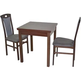Hofmann Living And More Essgruppe "3tlg. Tischgruppe", schwarz (nussbaum, nachbildung, schwarz, nussbaum, nachbildung), B:45cm H:95cm T:48cm, FSC-zertifiziertes Massivholz, HOFMANN LIVING AND MORE, Sitzmöbel-Sets, Essgruppe, Stühle montiert