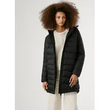 Pepe Jeans Steppmantel PEPE JEANS "SALLY LONG", Damen, Gr. XL, schwarz, Web, Obermaterial: 100% Polyamid, unifarben, Mäntel Steppmantel, mit Kapuze