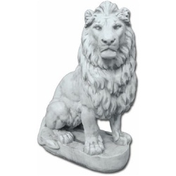 Casa Padrino Luxus Fiberglas Dekofigur Löwe schaut nach rechts Grau 100 x 50 x H. 140 cm - Riesige Wetterbeständige Deko Skulptur - Wohnzimmer Deko - Gartendeko Tierfigur
