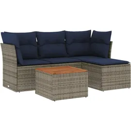 vidaXL Gartensofa-Set mit Kissen, grau, Polyrattan
