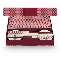 Pip Studio Oriental Flower Festival Geschenkset rund Dunkelrosa
