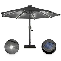 GGM Möbel Sonnenschirm | Rund | Ø 300 cm | LED | Schwarz | Terrassenschirm, Marktschirm, Gartenschirm