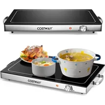 Costway 56 x 36cm Warmhalteplatte elektrisch Speisewärmer Heizplattenfunktion von 50°C bis 120°C, Temperaturregler, Buffetwärmer Edelstahl ...