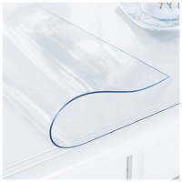 Transparent Tischfolie,Durchsichtige Tischdecke Glasklar Schutzfolie PVC Tisch Schutzfolie Abwaschbar Folie für Garten/Esszimmer/Büro,Pflegeleicht (Dicke:2mm,Größe:55x105cm/21.6x41.3in)