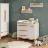 VitaliSpa Wickelkommode Malia, Weiß/Artisan, 98 x 98 cm mit Schubladen,