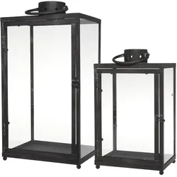 Chic Antique Laterne 2er Set aus Metall, H55/L29/B22 cm, schwarz