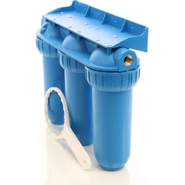 Naturewater NW-BR10B5 3 Stufen Wasserfilter, 5 μ, 32,89 mm (1"), Ø60 mm PP Kartusche, Filter Wandhalterung, Filterschlüssel, Sedimentfilter Aktivkohleblock Aktivkohlegranulat