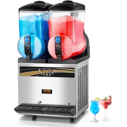 VEVOR Kommerzielle Slusheis Maschine, 2 x 15 L Slush Eismaschine 890 W Slusheis Eismaschine, 430 x 450 x 800 mm Slushy Maschine Eslush Maker Maschine 64 kg Slush Eis Maschine 64 kg Slushgeräte