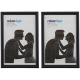 Relaxdays Bilderrahmen 2er Set, 10x15 cm, Passepartout 9x13 cm, Glasscheibe, Fotorahmen zum Stellen & schwarz