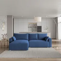 Masseno Ecksofa FORIL P mit Schlaffunktion L-Form, Sofa mit Bettkasten, Wohnzimmersofa, Couch, Soffa, Bettsofa, Couchgarnitur- Blau, POSO 05 - Blau