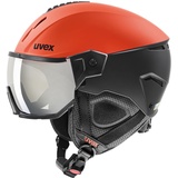 Uvex instinct visor - Skihelm für Damen und Herren - mit Visier - individuelle Größenanpassung - fierce red - black matt - 60-62 cm