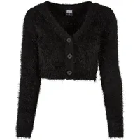 URBAN CLASSICS Damen TB5440-Ladies Cropped Feather Cardigan Strickjacke, Black, XXL