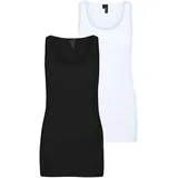 Vero Moda Tanktop VERO MODA "VMMAXI MY SOFT LONG TANK TOP 2-PACK", Damen, Gr. M, schwarz-weiß (schwarz, hellweiß), Jersey, Obermaterial: 95% Baumwolle, 5% Elasthan, unifarben, hüftbedeckend, Rundhals, Tops Tanktop