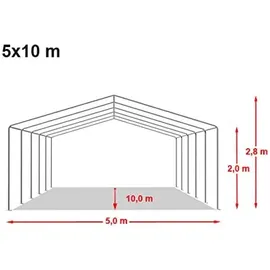 TOOLPORT Partyzelt 5 x 10 m grau/weiß (6173)
