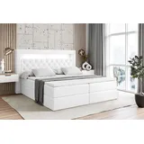 altdecor BOXBETT LED mit H3-Matratze und Lattenrost - NOEL GOLD - 200x200 Weiß