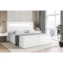 altdecor BOXBETT LED mit H3-Matratze und Lattenrost - NOEL GOLD - 200x200 Weiß