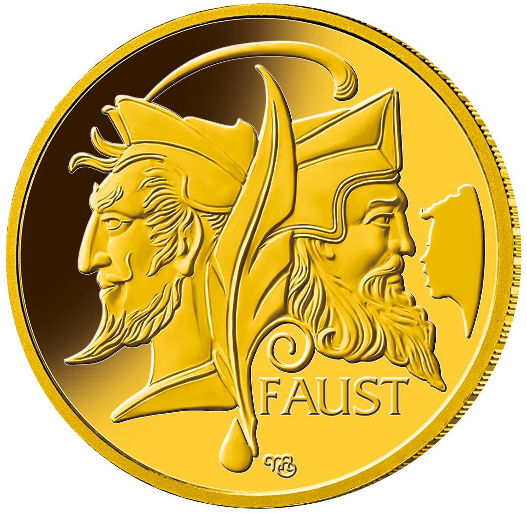 Deutscher Gold-Krisenschutz: Die offizielle deutsche 100-Euro-Goldmünze "Faust" 2023, gemischtes Prägezeichen