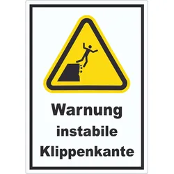 Aufkleber Warnung instabile Klippenkante A2 (420x594mm)