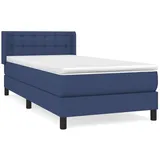 vidaXL Boxspringbett mit Matratze Blau 100x200 cm Stoff