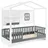Costway Hausbett mit 2 Regalen 90 x 200 cm Kiefer massiv grau-weiß