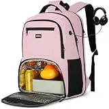 kadilong 17,3 Zoll Lunch Rucksack Damen Lsoliertes Kühlrucksack,Groß Schulranzen für Arbeit Reisen Schule Picknick Uni mit USB Ladeanschluss,Rosa