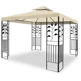 habeig Pavillon 100% Wasserdicht Toskana Metallpavillon 3x3m inkl. Dach wasserfest, 100% Wasserdicht beige