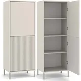 Kamaro – Moderner Schrank mit 3 Regalen und 2 Türen – 147,5x53,5x40 cm – Aufbewahrungsmöbel – Beige Cachemire