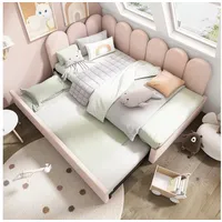 HAUSS SPOLE Polsterbett Daybett 90x200cm mit Ausziehbett 90x190cm, Samt, Rosa, ohne Matratze (Tagesbett, Schlafsofa, Daybett, 1-tlg., 90x200cm+90x190cm, ohne Matratze), mit Ausziehbett rosa 97 cm x 203 cm x 76 cm