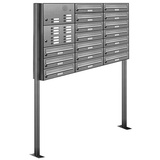 AL Briefkastensysteme Briefkasten Premium Edelstahl Stand Anlage mit Klingeln, Post A4, modern, robust, wetterfest, Artikelnummer 132T17S3KS