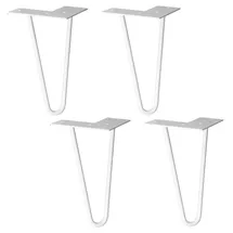 Wagner Möbelbeine HAIRPIN LEGS Retro 4tlg. Set - 12 x 12 x 20 cm, Stahl hellgrau, Bein schräg&Anschraubplatte - 12822604