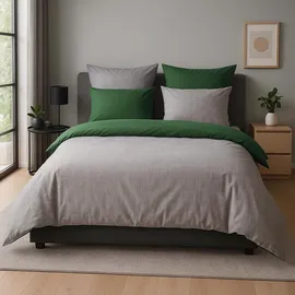 Traumschlaf Mako-Satin Wendebettwäsche Texture Grün 240 x 220 cm + 2 x 80 x 80 cm